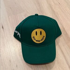 Kids Dark Green Cap with Yellow Smiley Patch